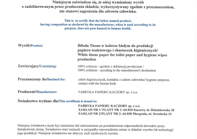 certyfikat świadectwo jakości zdrowotnej 2023
